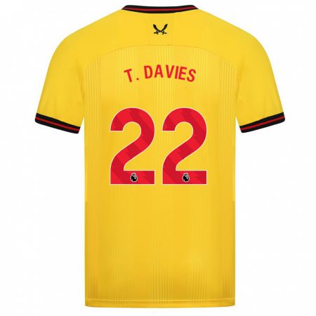 Kandiny Niño Camiseta Tom Davies #22 Amarillo 2ª Equipación 2023/24 La Camisa Chile