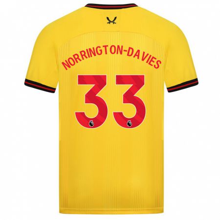 Kandiny Niño Camiseta Rhys Norrington-Davies #33 Amarillo 2ª Equipación 2023/24 La Camisa Chile