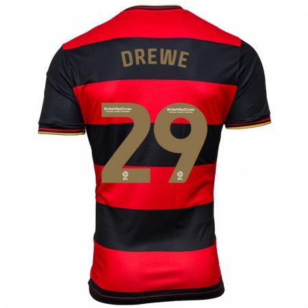 Kandiny Niño Camiseta Aaron Drewe #29 Negro Rojo 2ª Equipación 2023/24 La Camisa Chile