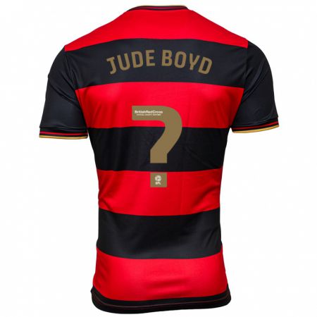 Kandiny Niño Camiseta Arkell Jude-Boyd #0 Negro Rojo 2ª Equipación 2023/24 La Camisa Chile