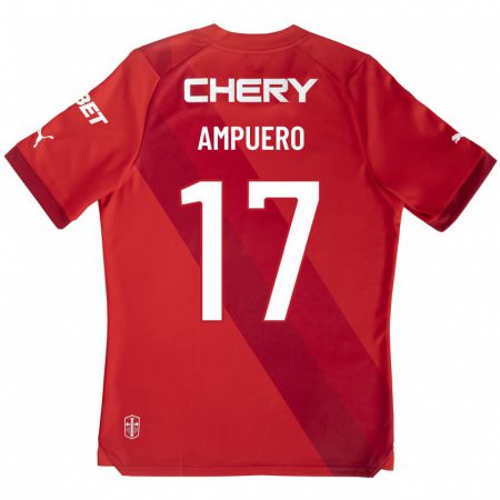 Kandiny Niño Camiseta Branco Ampuero #17 Rojo 2ª Equipación 2023/24 La Camisa Chile