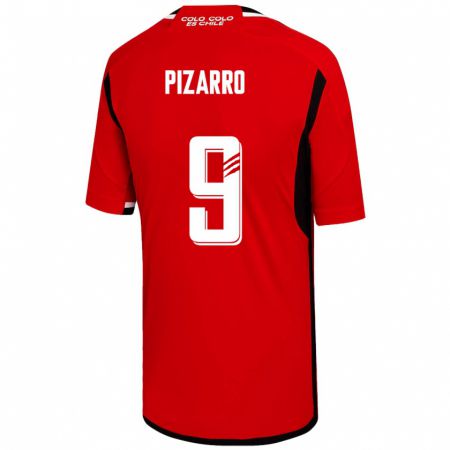 Kandiny Niño Camiseta Damián Pizarro #9 Rojo 2ª Equipación 2023/24 La Camisa Chile