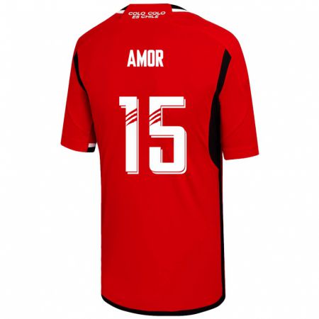Kandiny Niño Camiseta Emiliano Amor #15 Rojo 2ª Equipación 2023/24 La Camisa Chile