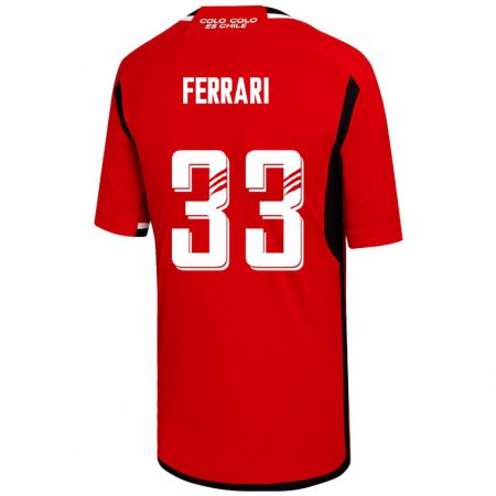 Kandiny Niño Camiseta Matías Ferrari #33 Rojo 2ª Equipación 2023/24 La Camisa Chile