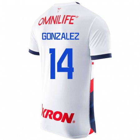 Kandiny Niño Camiseta Ivonne González #14 Blanco 2ª Equipación 2023/24 La Camisa Chile