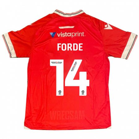 Kandiny Hombre Camiseta Anthony Forde #14 Rojo 1ª Equipación 2023/24 La Camisa Chile