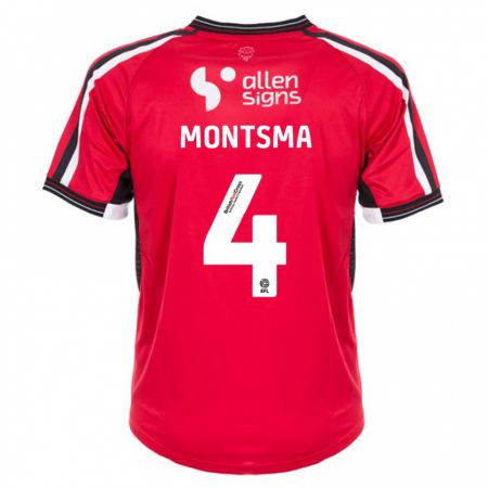 Kandiny Hombre Camiseta Lewis Montsma #4 Rojo 1ª Equipación 2023/24 La Camisa Chile