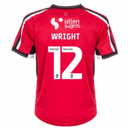 Kandiny Hombre Camiseta Jordan Wright #12 Rojo 1ª Equipación 2023/24 La Camisa Chile