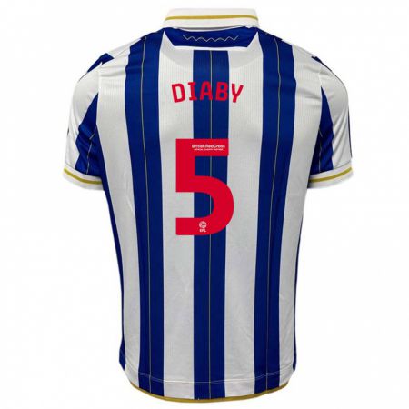 Kandiny Hombre Camiseta Bambo Diaby #5 Azul Blanco 1ª Equipación 2023/24 La Camisa Chile