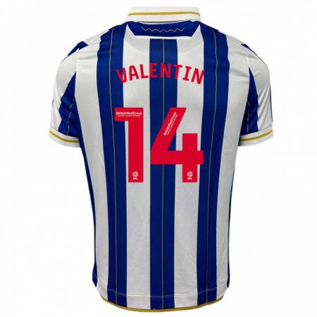 Kandiny Hombre Camiseta Pol Valentín #14 Azul Blanco 1ª Equipación 2023/24 La Camisa Chile