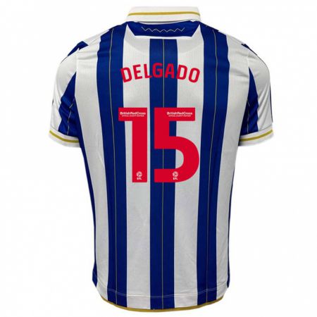 Kandiny Hombre Camiseta Juan Delgado #15 Azul Blanco 1ª Equipación 2023/24 La Camisa Chile