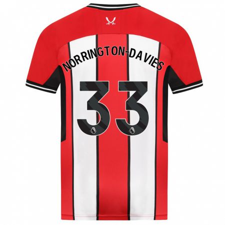 Kandiny Hombre Camiseta Rhys Norrington-Davies #33 Rojo 1ª Equipación 2023/24 La Camisa Chile