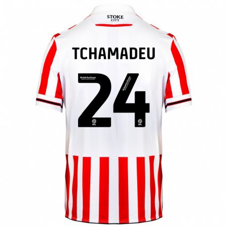 Kandiny Hombre Camiseta Junior Tchamadeu #24 Rojo Blanco 1ª Equipación 2023/24 La Camisa Chile