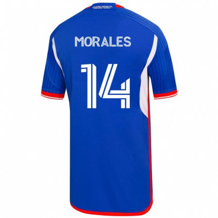 Kandiny Hombre Camiseta Marcelo Morales #14 Azul 1ª Equipación 2023/24 La Camisa Chile