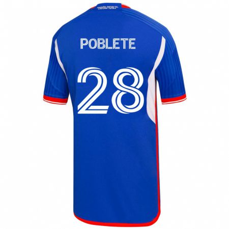 Kandiny Hombre Camiseta Israel Poblete #28 Azul 1ª Equipación 2023/24 La Camisa Chile