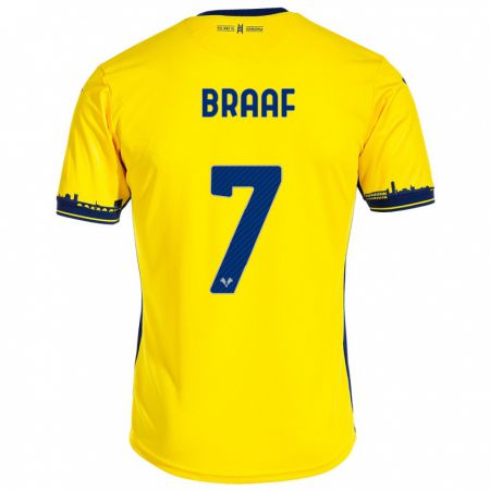 Kandiny Hombre Camiseta Jayden Braaf #7 Amarillo 2ª Equipación 2023/24 La Camisa Chile