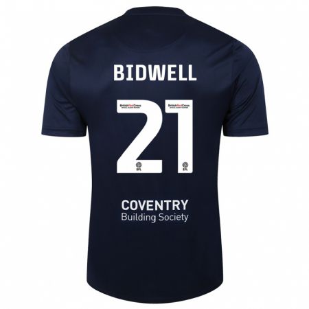 Kandiny Hombre Camiseta Jake Bidwell #21 Rojo Azul Marino 2ª Equipación 2023/24 La Camisa Chile