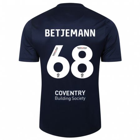 Kandiny Hombre Camiseta Elliot Betjemann #68 Rojo Azul Marino 2ª Equipación 2023/24 La Camisa Chile