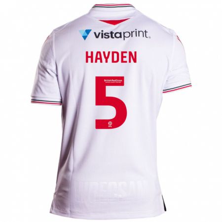 Kandiny Hombre Camiseta Aaron Hayden #5 Blanco 2ª Equipación 2023/24 La Camisa Chile