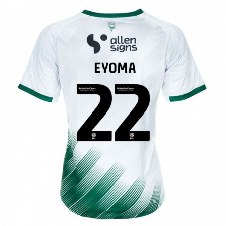 Kandiny Hombre Camiseta Timothy Eyoma #22 Blanco 2ª Equipación 2023/24 La Camisa Chile