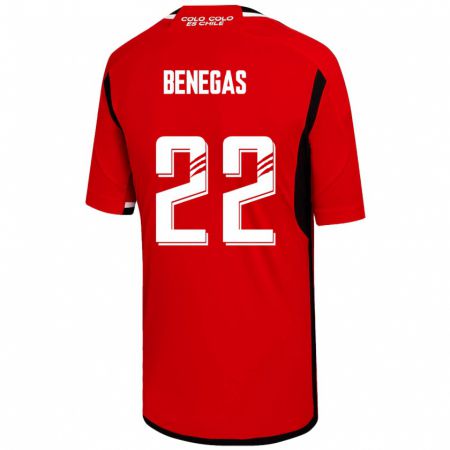 Kandiny Hombre Camiseta Leandro Benegas #22 Rojo 2ª Equipación 2023/24 La Camisa Chile
