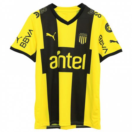 Kandiny Mujer Camiseta Matías Arezo #19 Amarillo Negro 1ª Equipación 2023/24 La Camisa Chile
