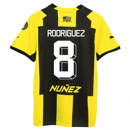 Kandiny Mujer Camiseta Sebastián Rodríguez #8 Amarillo Negro 1ª Equipación 2023/24 La Camisa Chile
