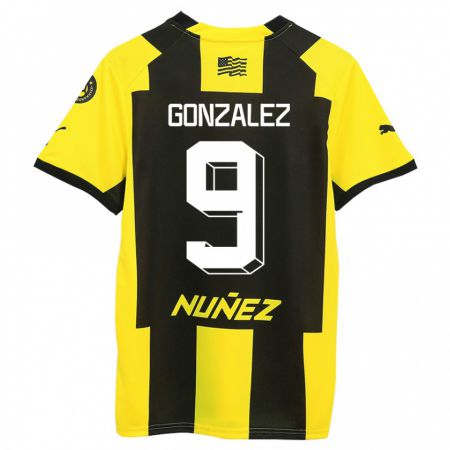 Kandiny Mujer Camiseta Franco González #9 Amarillo Negro 1ª Equipación 2023/24 La Camisa Chile