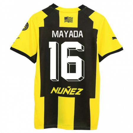 Kandiny Mujer Camiseta Camilo Mayada #16 Amarillo Negro 1ª Equipación 2023/24 La Camisa Chile