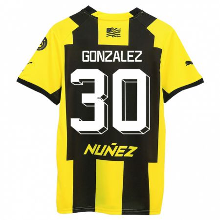 Kandiny Mujer Camiseta Ángel González #30 Amarillo Negro 1ª Equipación 2023/24 La Camisa Chile