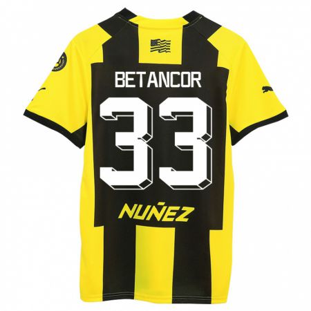 Kandiny Mujer Camiseta Bruno Betancor #33 Amarillo Negro 1ª Equipación 2023/24 La Camisa Chile