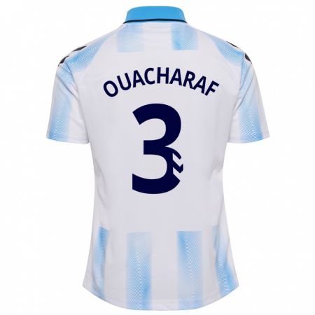 Kandiny Mujer Camiseta Bilal Ouacharaf #3 Blanco Azul 1ª Equipación 2023/24 La Camisa Chile