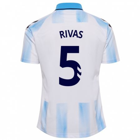 Kandiny Mujer Camiseta Juande Rivas #5 Blanco Azul 1ª Equipación 2023/24 La Camisa Chile