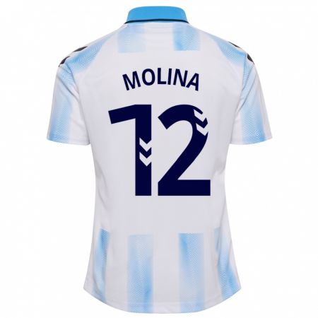 Kandiny Mujer Camiseta Manu Molina #12 Blanco Azul 1ª Equipación 2023/24 La Camisa Chile