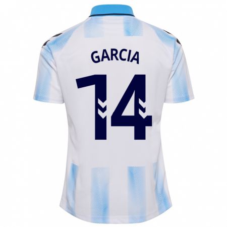 Kandiny Mujer Camiseta Víctor García #14 Blanco Azul 1ª Equipación 2023/24 La Camisa Chile