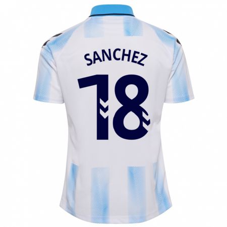 Kandiny Mujer Camiseta Dani Sánchez #18 Blanco Azul 1ª Equipación 2023/24 La Camisa Chile