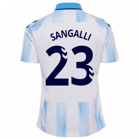 Kandiny Mujer Camiseta Luca Sangalli #23 Blanco Azul 1ª Equipación 2023/24 La Camisa Chile