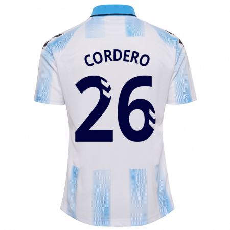 Kandiny Mujer Camiseta Antonio Cordero #26 Blanco Azul 1ª Equipación 2023/24 La Camisa Chile