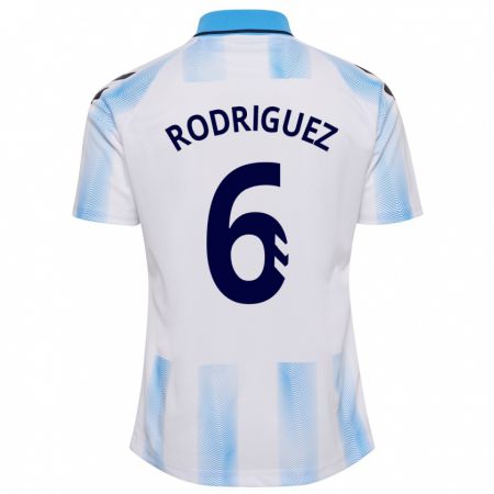 Kandiny Mujer Camiseta Rafa Rodríguez #6 Blanco Azul 1ª Equipación 2023/24 La Camisa Chile