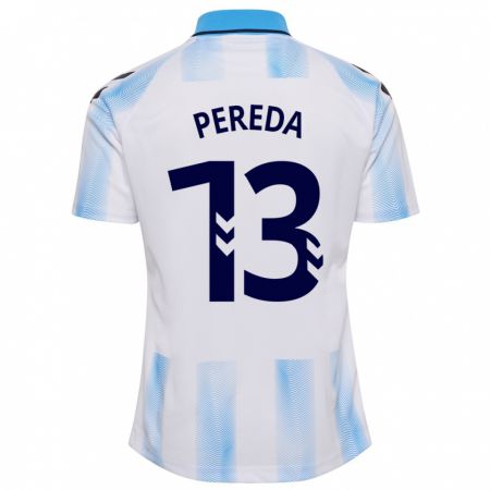 Kandiny Mujer Camiseta Adrián Pereda #13 Blanco Azul 1ª Equipación 2023/24 La Camisa Chile