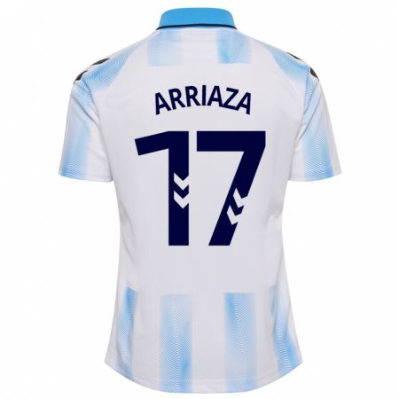 Kandiny Mujer Camiseta Pablo Arriaza #17 Blanco Azul 1ª Equipación 2023/24 La Camisa Chile