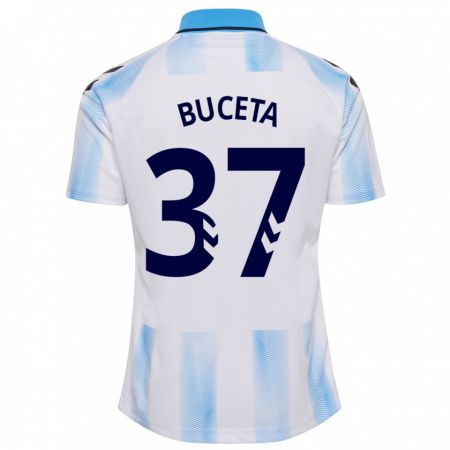 Kandiny Mujer Camiseta Ana Buceta #37 Blanco Azul 1ª Equipación 2023/24 La Camisa Chile