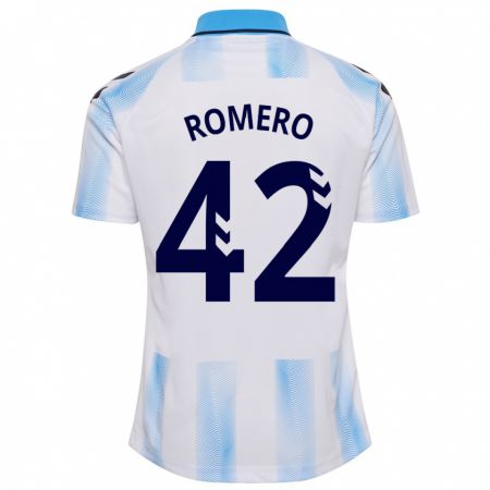 Kandiny Mujer Camiseta Andrea Romero #42 Blanco Azul 1ª Equipación 2023/24 La Camisa Chile