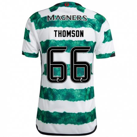 Kandiny Mujer Camiseta Corey Thomson #66 Verde 1ª Equipación 2023/24 La Camisa Chile