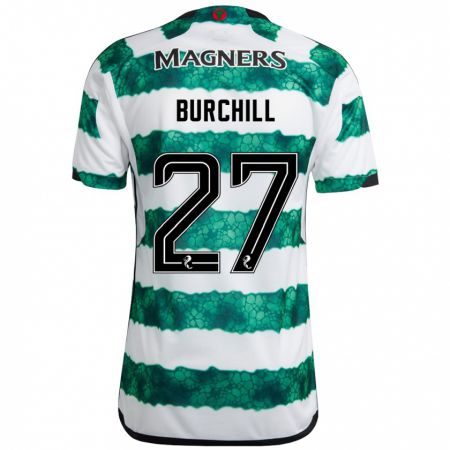 Kandiny Mujer Camiseta Tiree Burchill #27 Verde 1ª Equipación 2023/24 La Camisa Chile