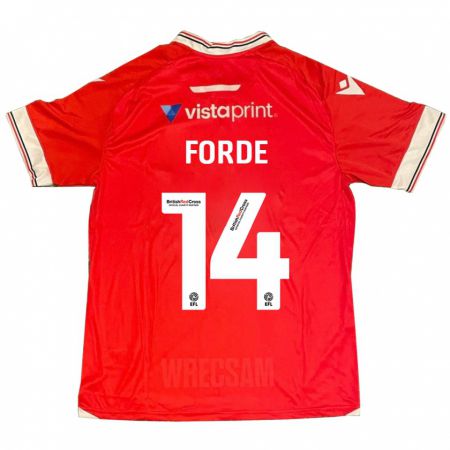 Kandiny Mujer Camiseta Anthony Forde #14 Rojo 1ª Equipación 2023/24 La Camisa Chile