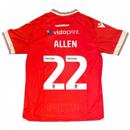 Kandiny Mujer Camiseta Keren Allen #22 Rojo 1ª Equipación 2023/24 La Camisa Chile