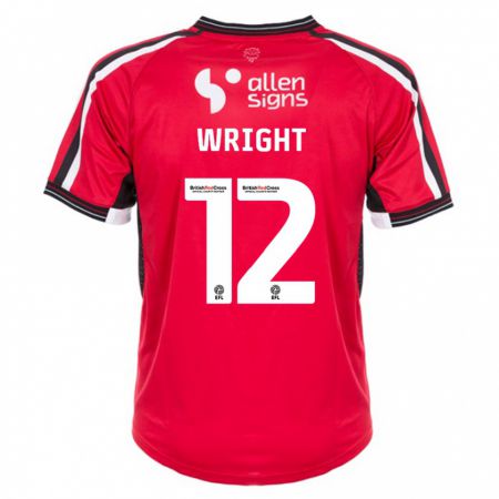 Kandiny Mujer Camiseta Jordan Wright #12 Rojo 1ª Equipación 2023/24 La Camisa Chile