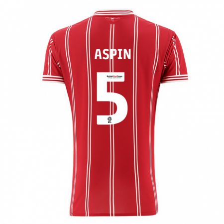 Kandiny Mujer Camiseta Brooke Aspin #5 Rojo 1ª Equipación 2023/24 La Camisa Chile