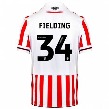 Kandiny Mujer Camiseta Frank Fielding #34 Rojo Blanco 1ª Equipación 2023/24 La Camisa Chile